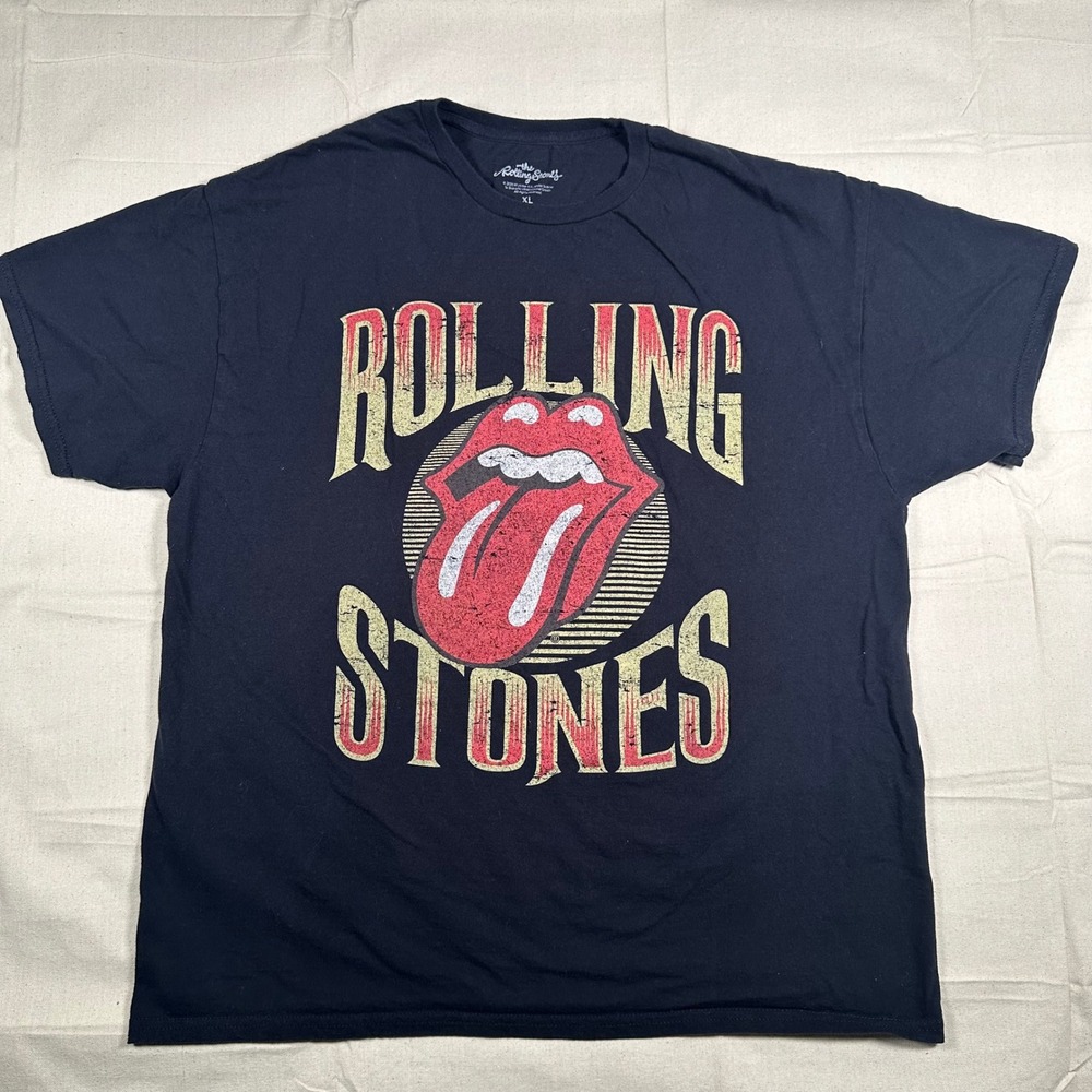 Rolling Stones Graphic T-Shirt Mens XL Black Classic Tongue Logo Cotton Tee